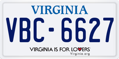 VA license plate VBC6627