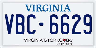 VA license plate VBC6629