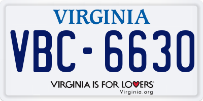 VA license plate VBC6630