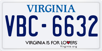VA license plate VBC6632