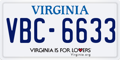 VA license plate VBC6633