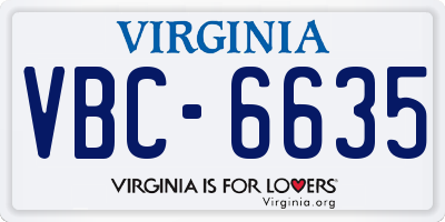VA license plate VBC6635