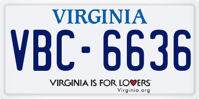 VA license plate VBC6636