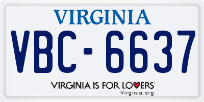 VA license plate VBC6637