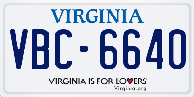 VA license plate VBC6640
