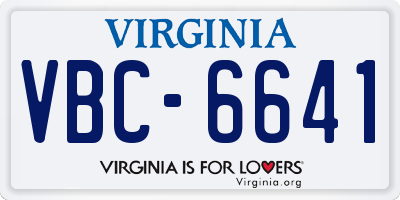 VA license plate VBC6641