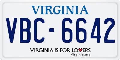 VA license plate VBC6642