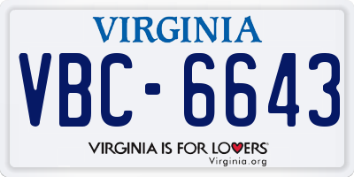 VA license plate VBC6643