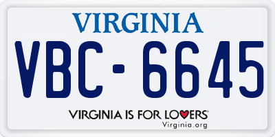 VA license plate VBC6645