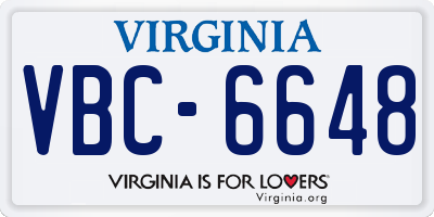 VA license plate VBC6648