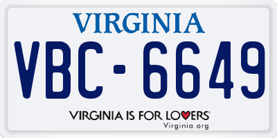 VA license plate VBC6649