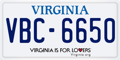 VA license plate VBC6650
