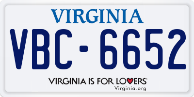 VA license plate VBC6652