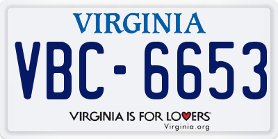 VA license plate VBC6653