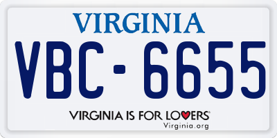 VA license plate VBC6655