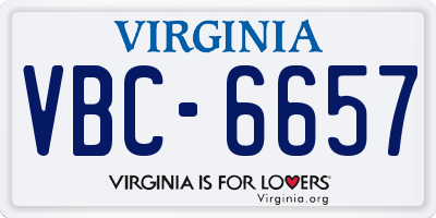 VA license plate VBC6657