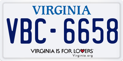 VA license plate VBC6658