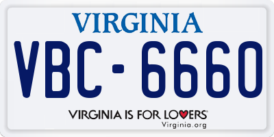 VA license plate VBC6660