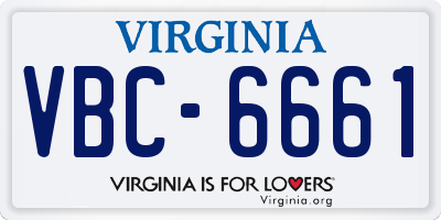 VA license plate VBC6661