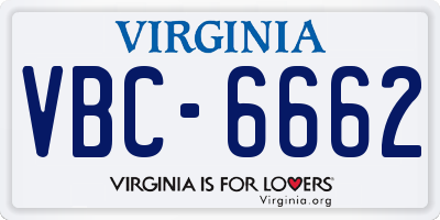 VA license plate VBC6662