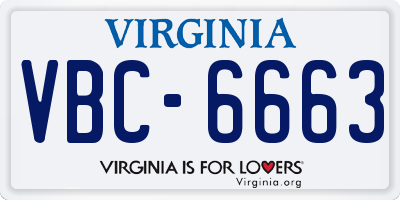 VA license plate VBC6663