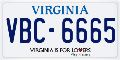 VA license plate VBC6665