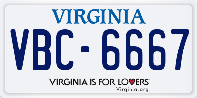 VA license plate VBC6667