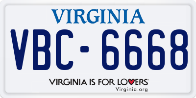 VA license plate VBC6668