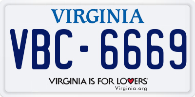 VA license plate VBC6669