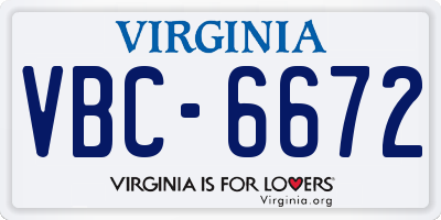 VA license plate VBC6672