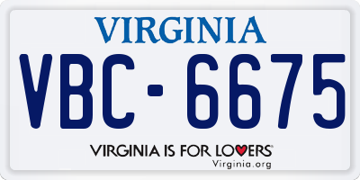VA license plate VBC6675
