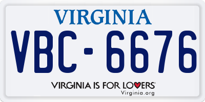 VA license plate VBC6676