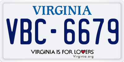 VA license plate VBC6679