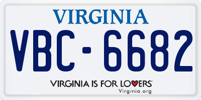 VA license plate VBC6682