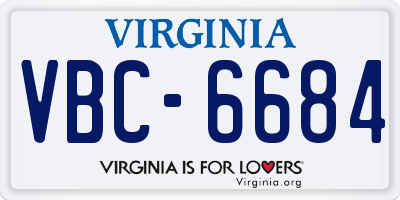 VA license plate VBC6684