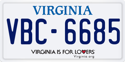 VA license plate VBC6685