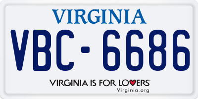 VA license plate VBC6686