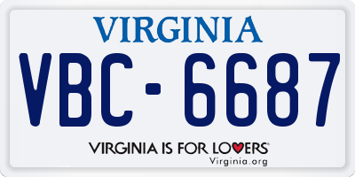 VA license plate VBC6687