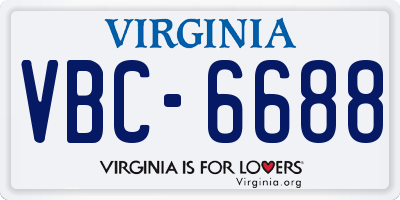 VA license plate VBC6688