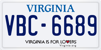 VA license plate VBC6689