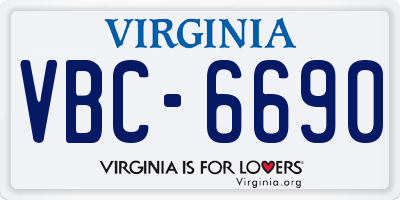 VA license plate VBC6690