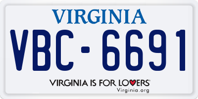 VA license plate VBC6691