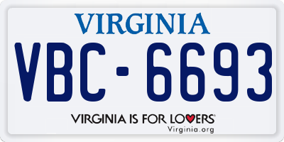 VA license plate VBC6693