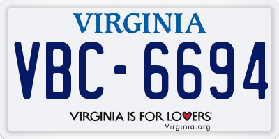 VA license plate VBC6694