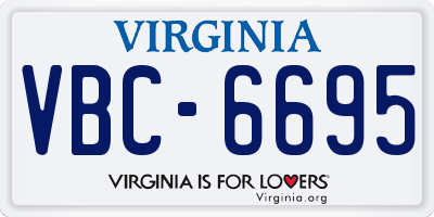 VA license plate VBC6695