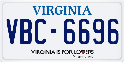 VA license plate VBC6696