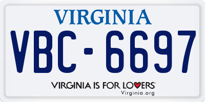 VA license plate VBC6697