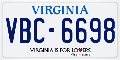 VA license plate VBC6698