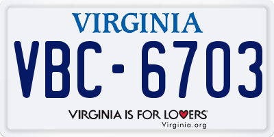 VA license plate VBC6703