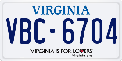 VA license plate VBC6704